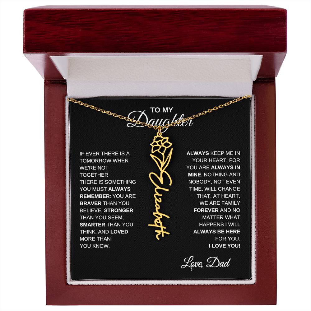 To My Daughter, Always Remember | Flower Name Necklace