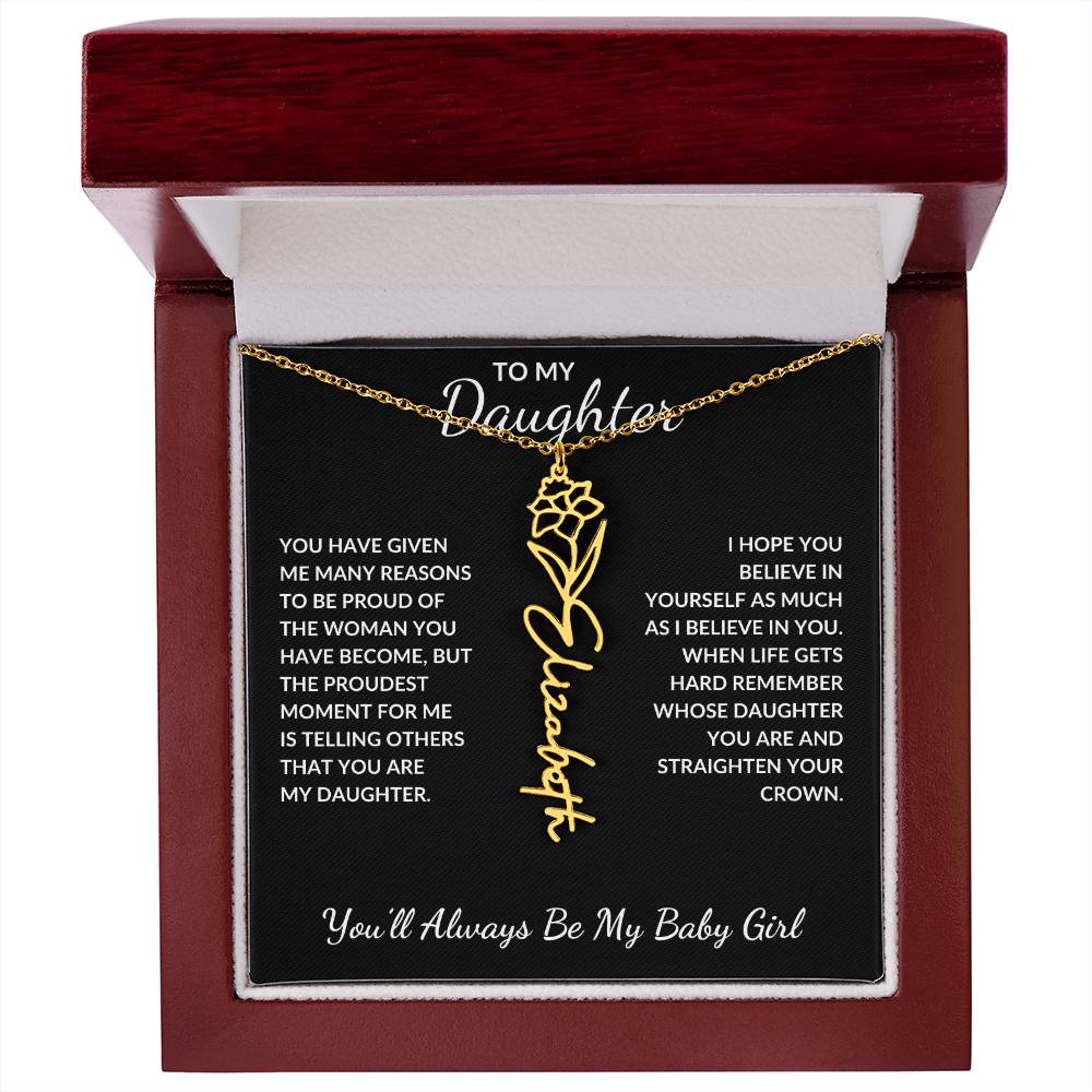 To My Daughter, Many Reasons To Be Proud | Flower Name Necklace