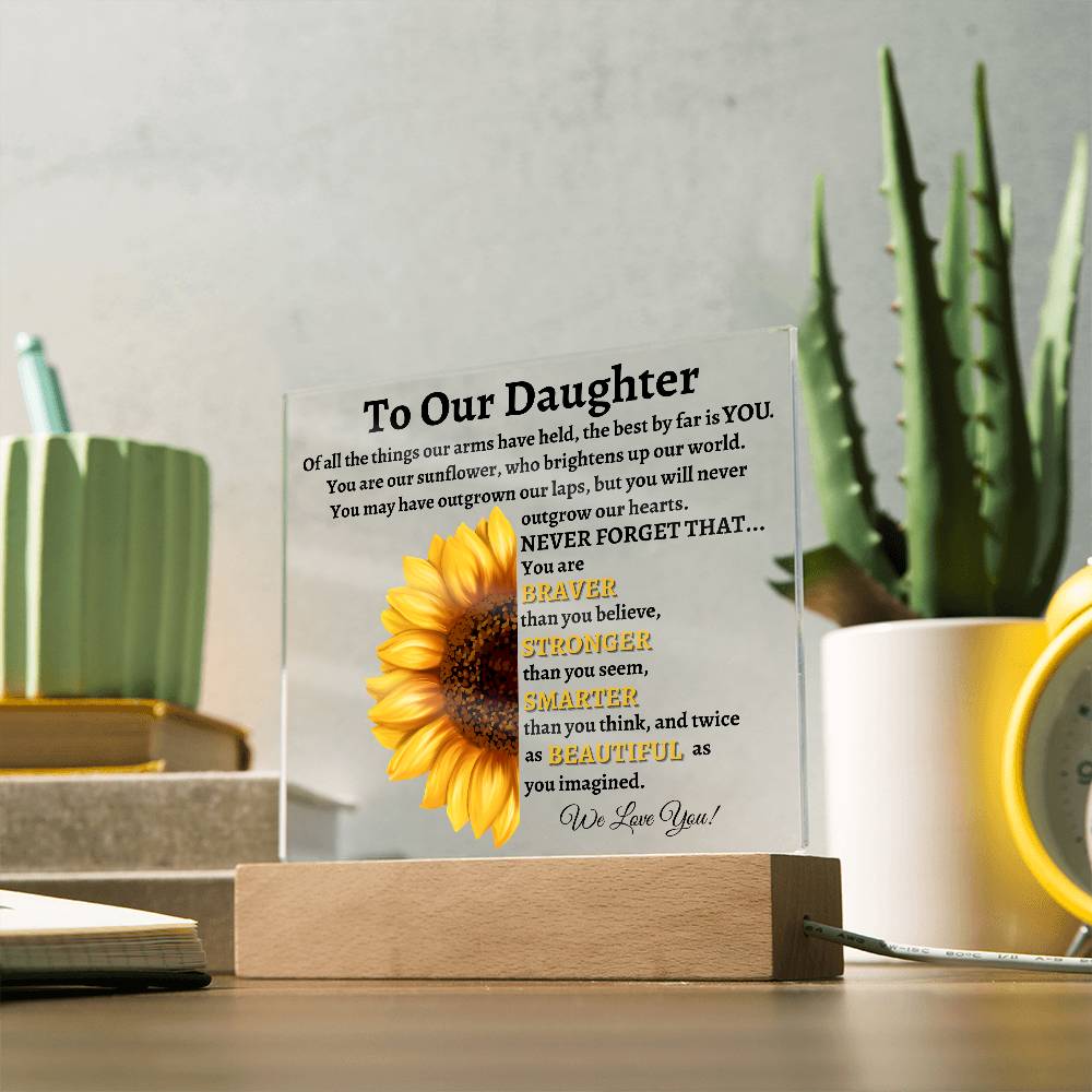 To Our Daughter | We Love You Sunflower Acrylic LED Lamp