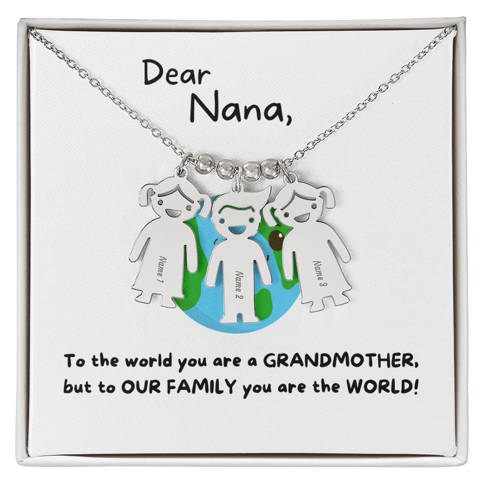 Dear Nana | You Are The World (Engraved Kids Charm Necklace)