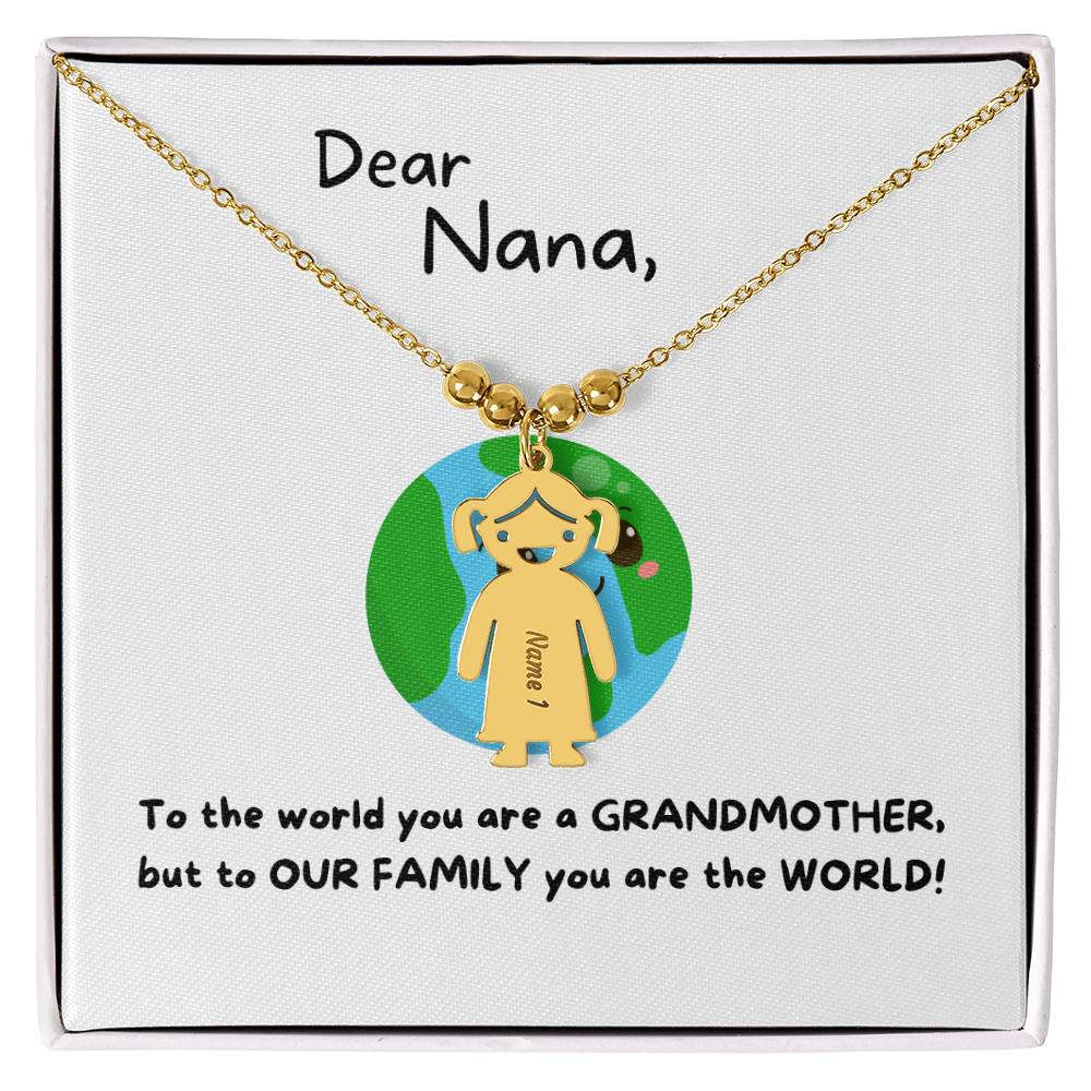 Dear Nana | You Are The World (Engraved Kids Charm Necklace)