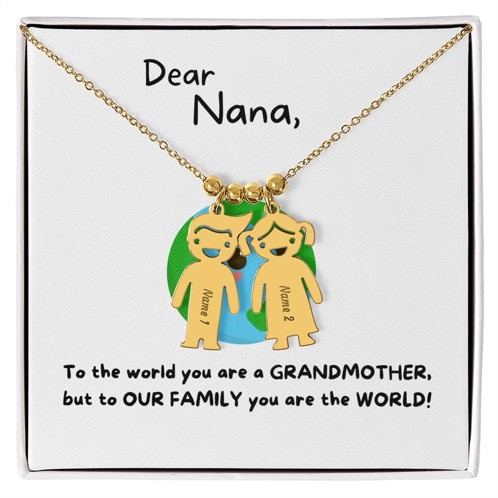 Dear Nana | You Are The World (Engraved Kids Charm Necklace)