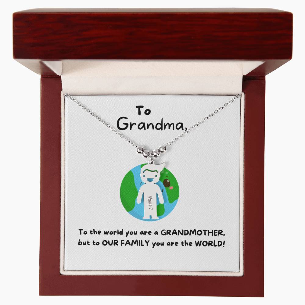 To Grandma | You Are The World (Engraved Kids Charm Necklace)