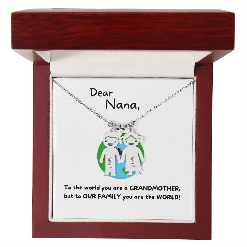 Dear Nana | You Are The World (Engraved Kids Charm Necklace)