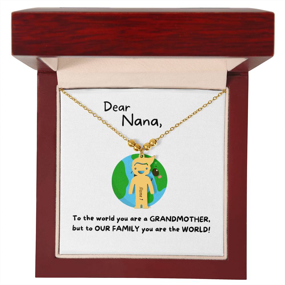 Dear Nana | You Are The World (Engraved Kids Charm Necklace)
