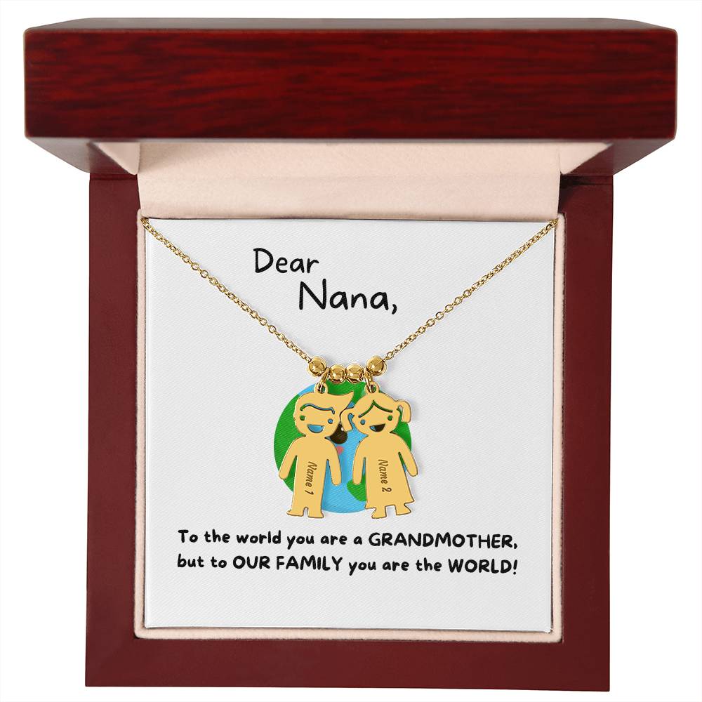 Dear Nana | You Are The World (Engraved Kids Charm Necklace)