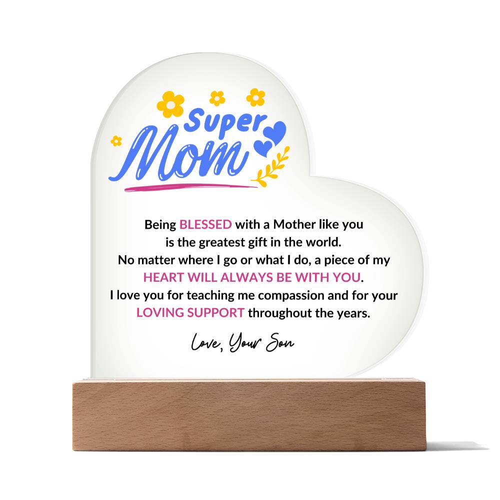 Super Mom | LED Heart Acrylic Plaque