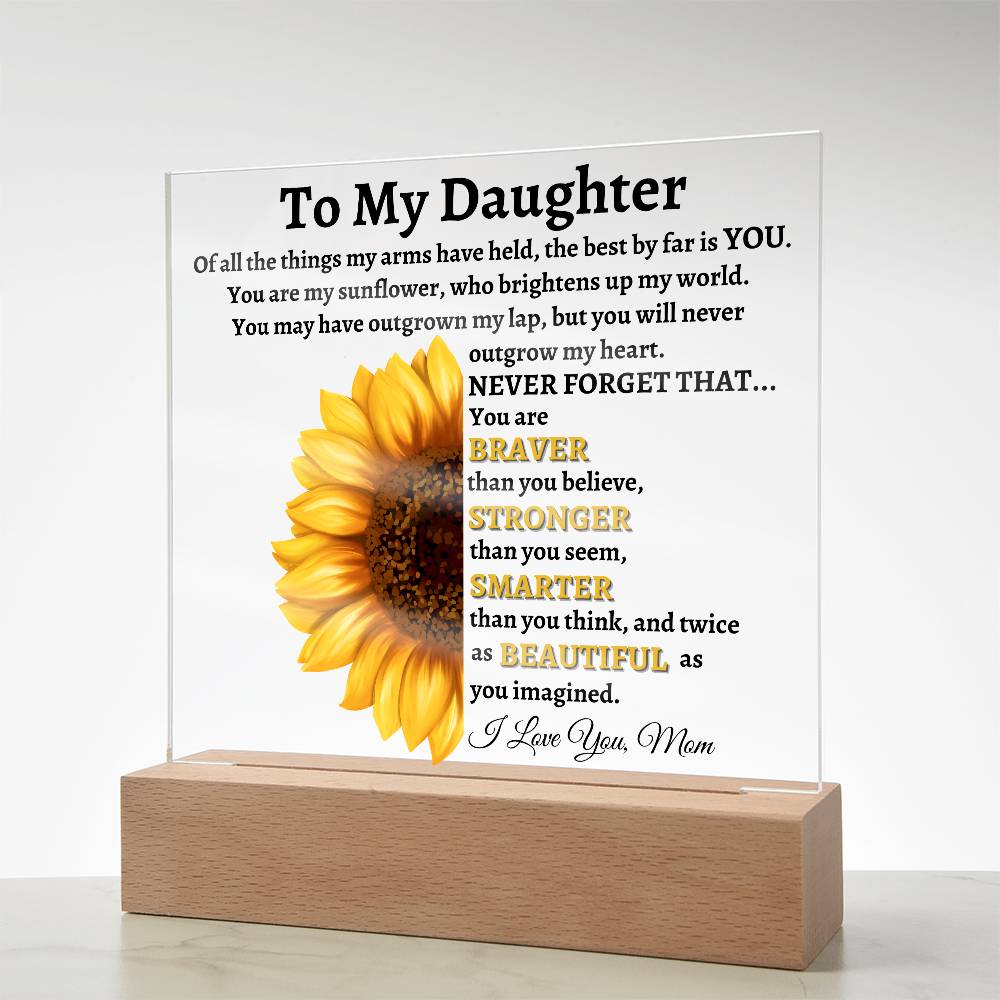 To My Daughter, From Mom | Sunflower Acrylic LED Lamp