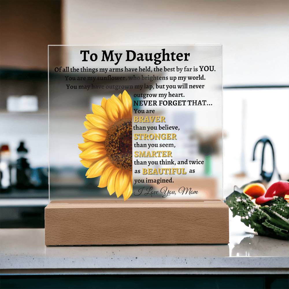 To My Daughter, From Mom | Sunflower Acrylic LED Lamp