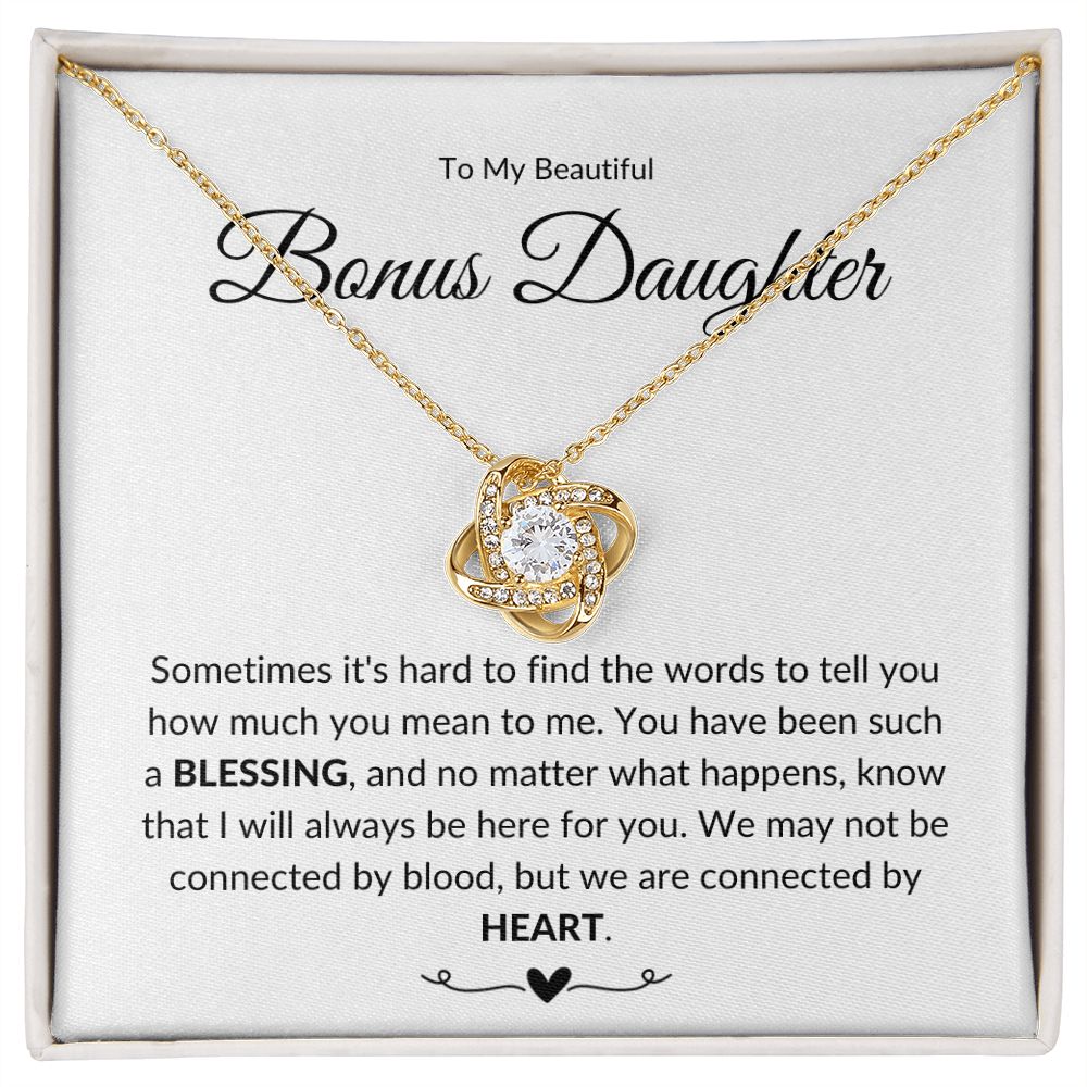To My Bonus Daughter | Connected By Love (Love Knot Necklace)