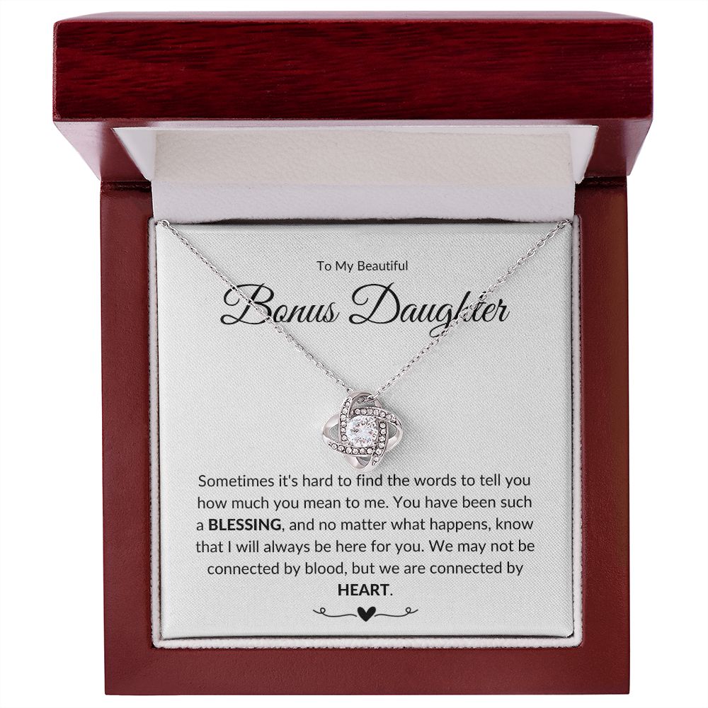 To My Bonus Daughter | Connected By Love (Love Knot Necklace)