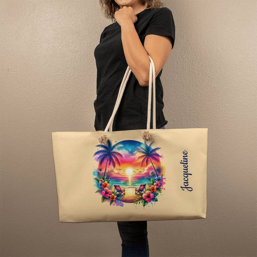 Personalized Tropical Island Weekender Tote