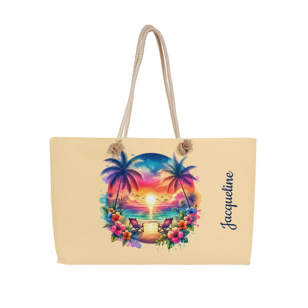 Personalized Tropical Island Weekender Tote