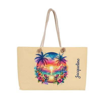 Personalized Tropical Island Weekender Tote