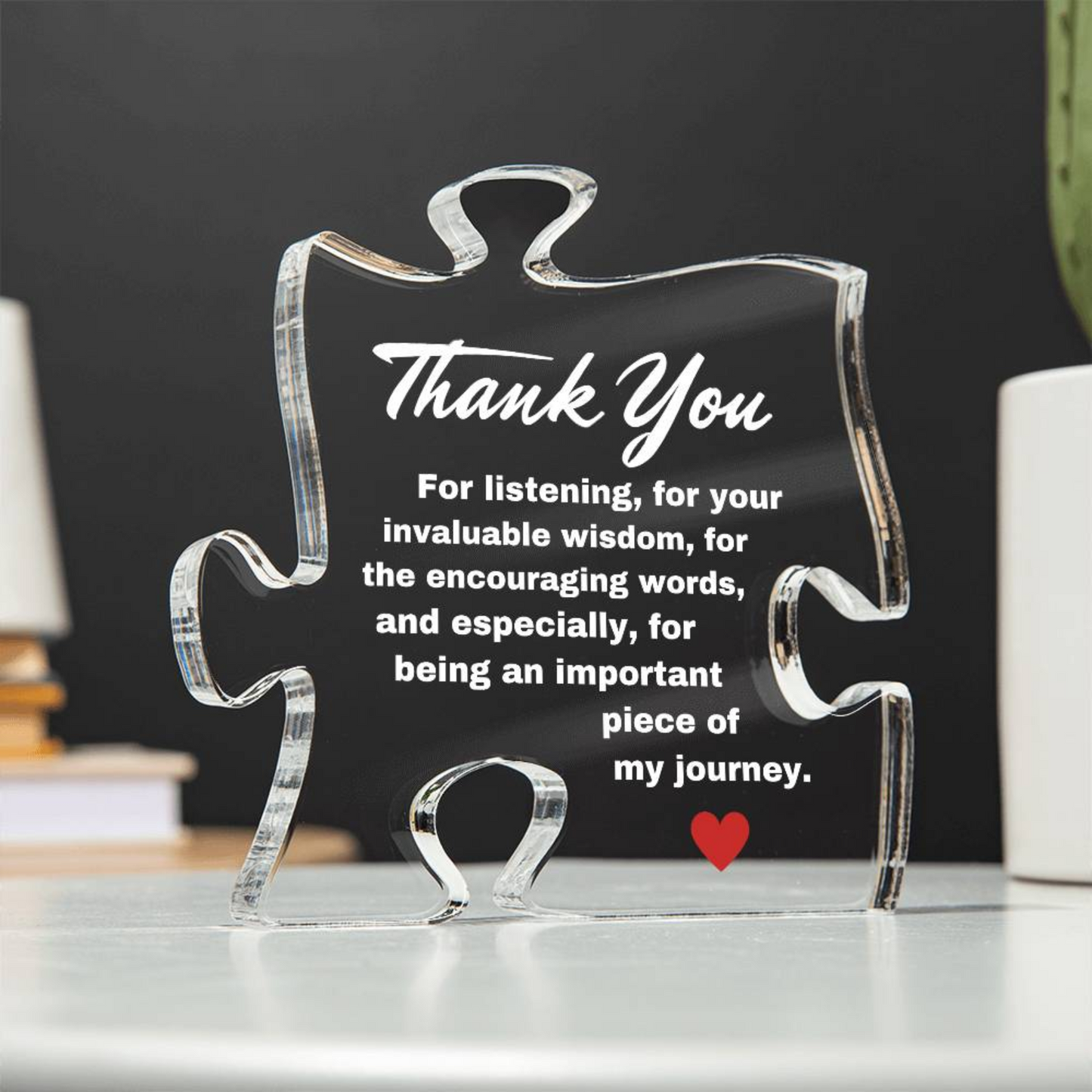 Thank You | White Design Acrylic Puzzle Plaque