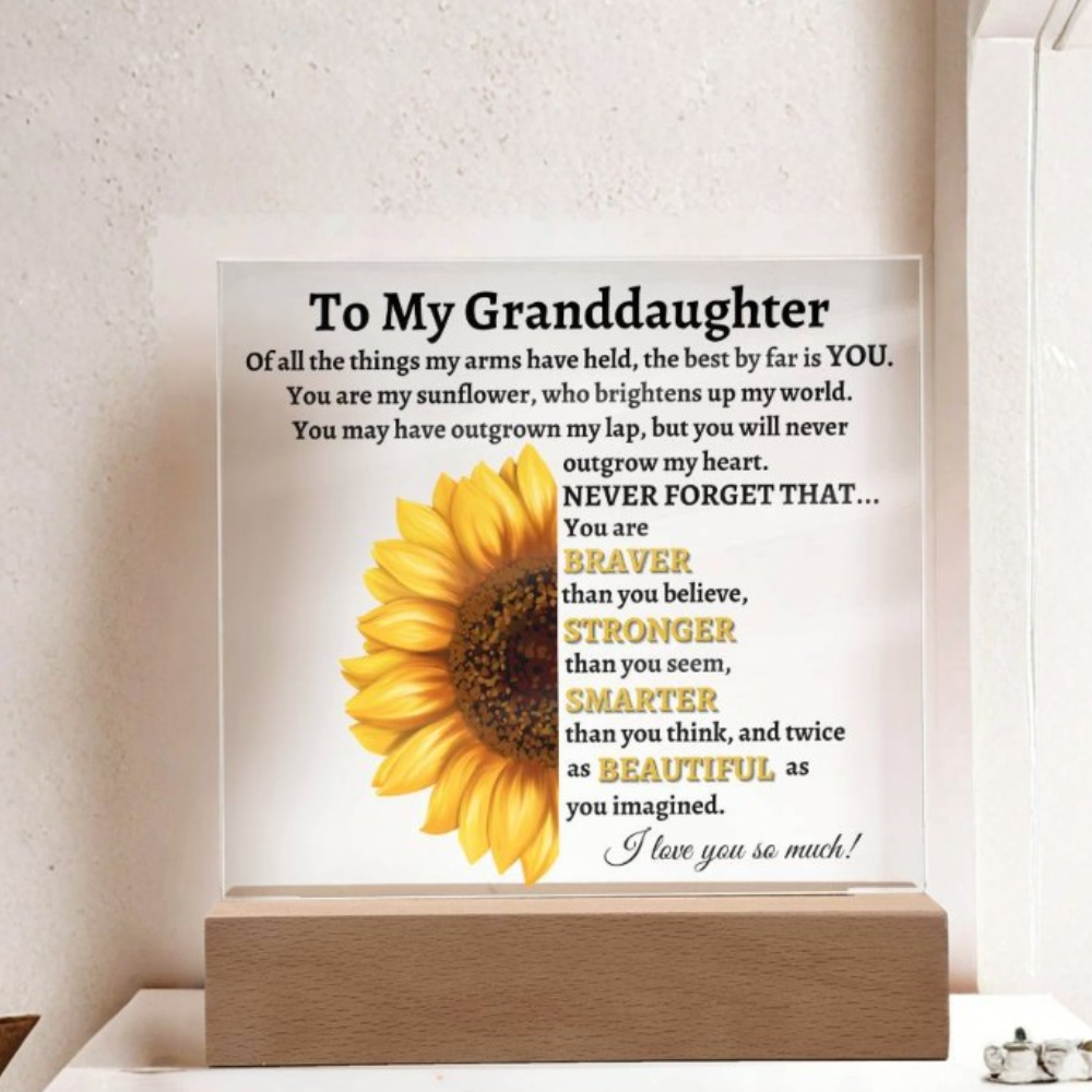To My Granddaughter | Sunflower Square Acrylic LED Lamp