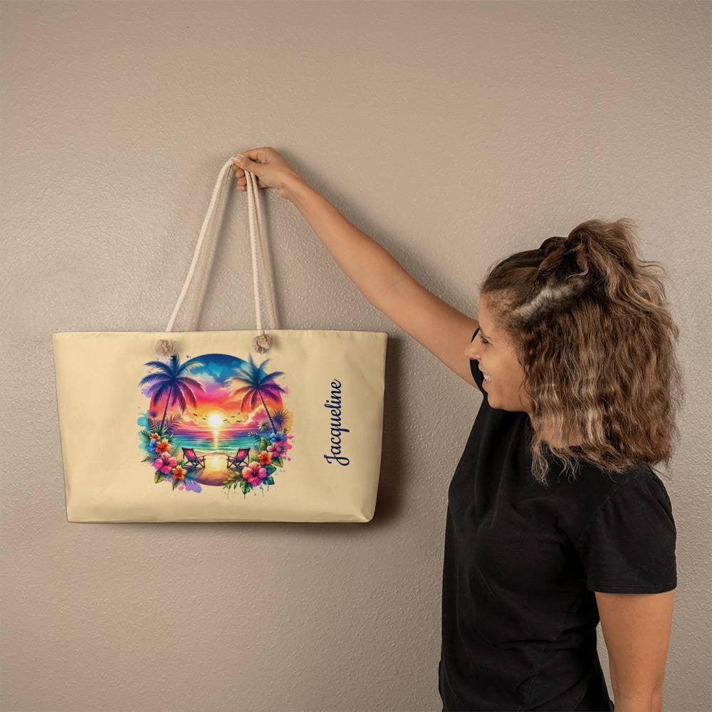 Personalized Tropical Island Weekender Tote