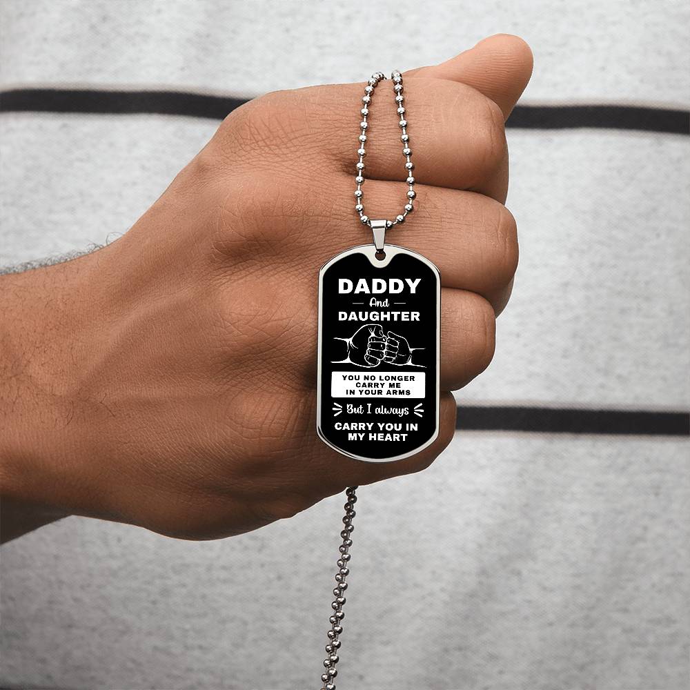 Daddy And Daughter | Fist Bump From Daughter Dog Tag (Black)