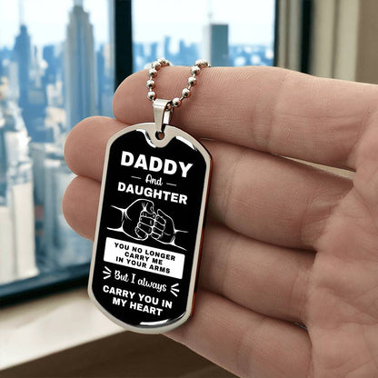 Daddy And Daughter | Fist Bump From Daughter Dog Tag (Black)
