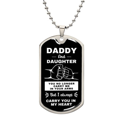 Daddy And Daughter | Fist Bump From Daughter Dog Tag (Black)