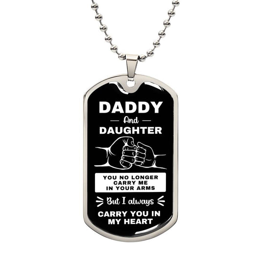 Daddy And Daughter | Fist Bump From Daughter Dog Tag (Black)