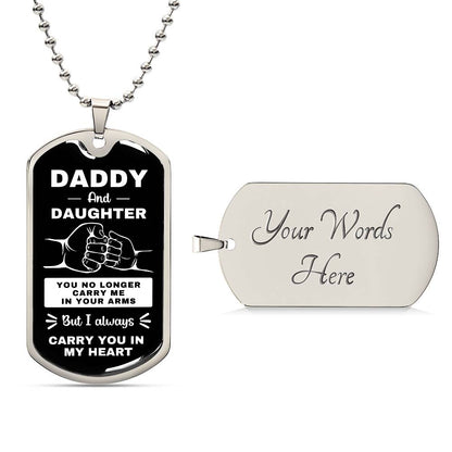 Daddy And Daughter | Fist Bump From Daughter Dog Tag (Black)