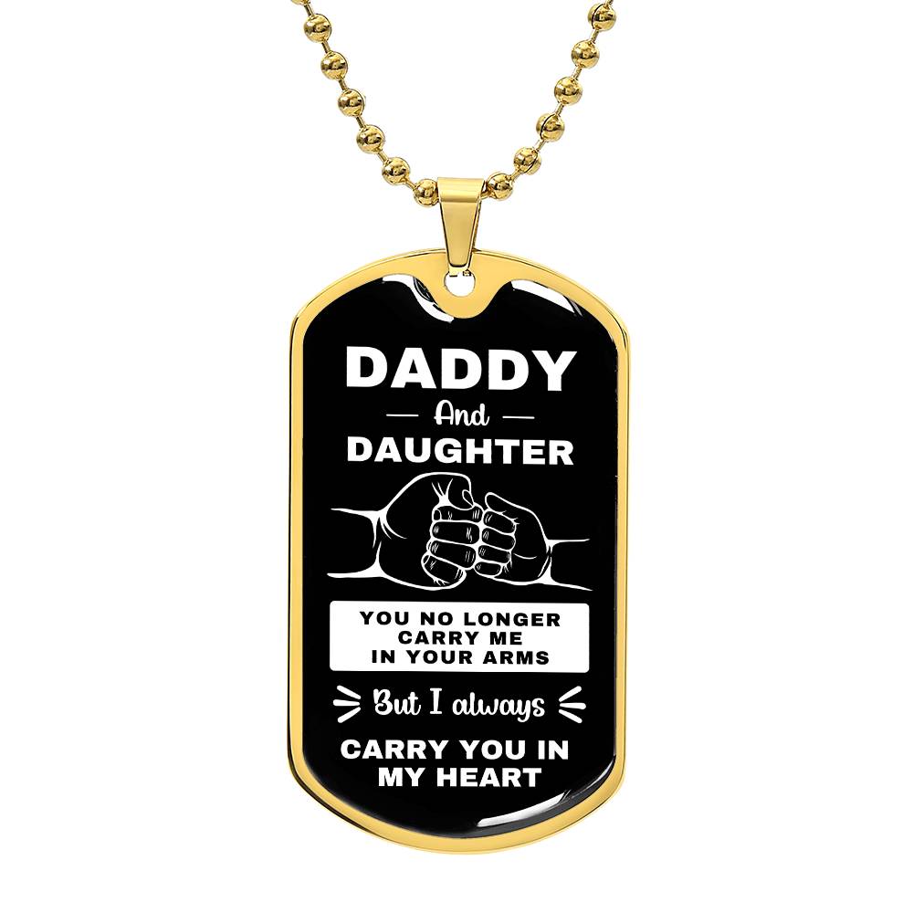 Daddy And Daughter | Fist Bump From Daughter Dog Tag (Black)