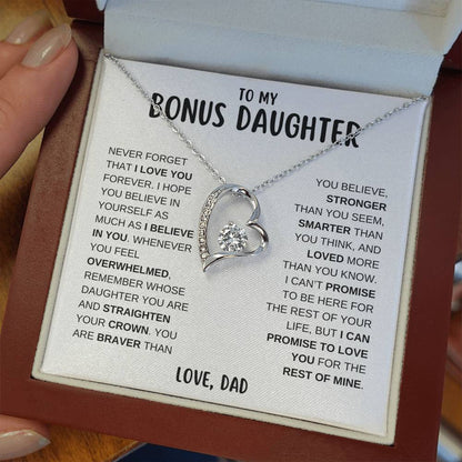 To My Bonus Daughter, I Love You Forever | From Dad Forever Love Necklace