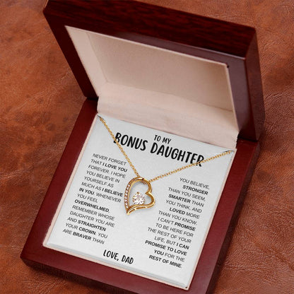 To My Bonus Daughter, I Love You Forever | From Dad Forever Love Necklace