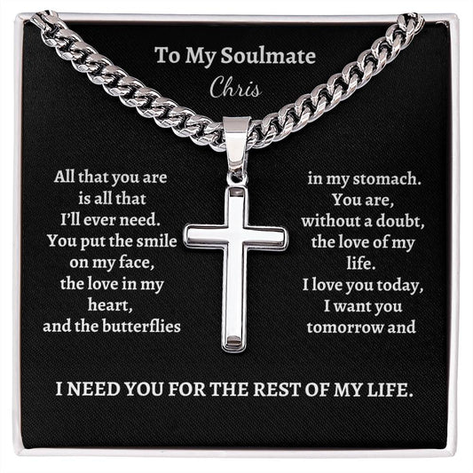To My Soulmate | All That You Are (Personalized Cross Necklace)