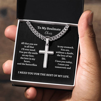 To My Soulmate | All That You Are (Personalized Cross Necklace)