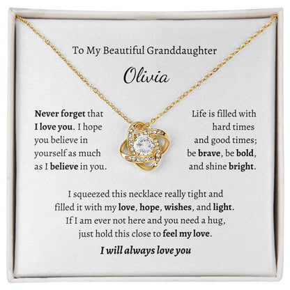 To My Beautiful Granddaughter, I Will Always Love You Personalized Necklace