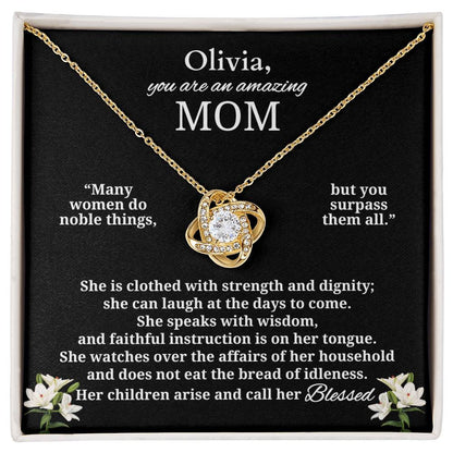 To An Amazing Mom | Blessed Personalized Necklace (from Proverbs 31)