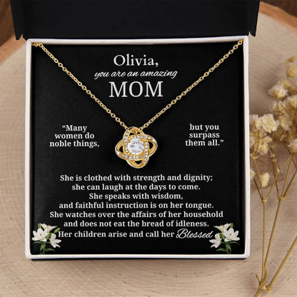 To An Amazing Mom | Blessed Personalized Necklace (from Proverbs 31)