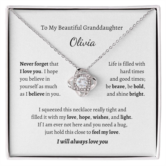 To My Beautiful Granddaughter, I Will Always Love You Personalized Necklace