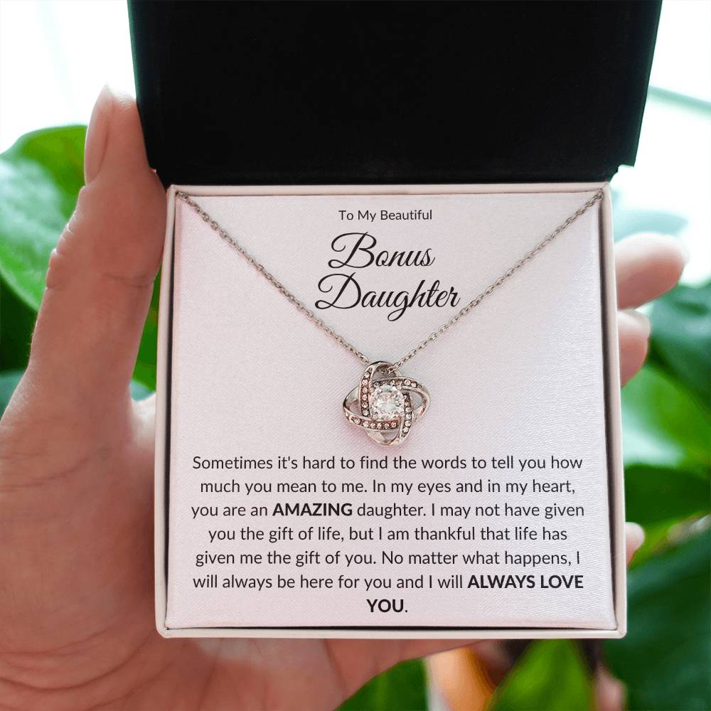 To My Bonus Daughter | Love You (Love Knot Necklace)