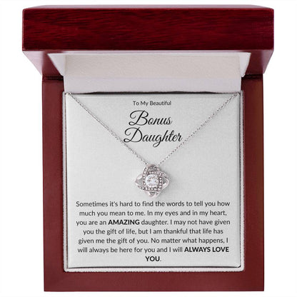 To My Bonus Daughter | Love You (Love Knot Necklace)