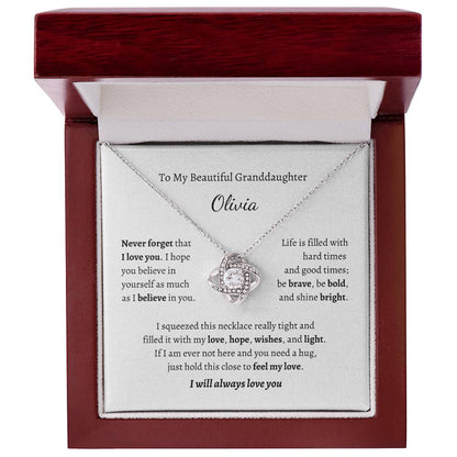 To My Beautiful Granddaughter, I Will Always Love You Personalized Necklace