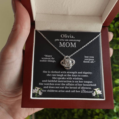 To An Amazing Mom | Blessed Personalized Necklace (from Proverbs 31)
