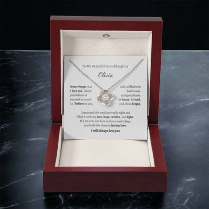 To My Beautiful Granddaughter, I Will Always Love You Personalized Necklace