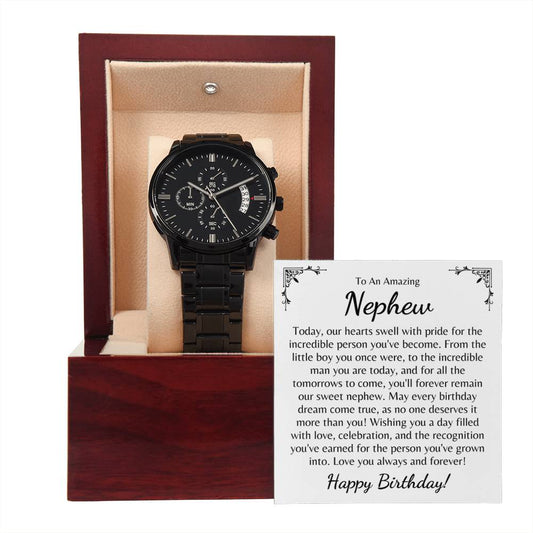 Nephew | Special Birthday (Black Chronograph Watch)