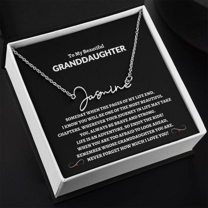 To My Beautiful Granddaughter | Never Forget How Much I Love You Signature Style Name Necklace