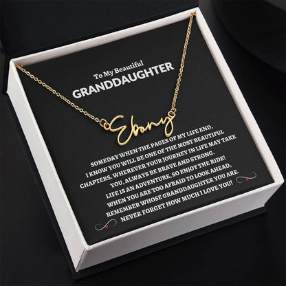 To My Beautiful Granddaughter | Never Forget How Much I Love You Signature Style Name Necklace