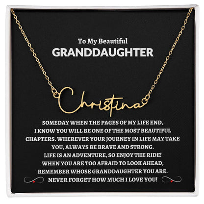 To My Beautiful Granddaughter | Never Forget How Much I Love You Signature Style Name Necklace