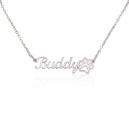 Custom Name Necklace With Paw Print | Fur Baby Gift