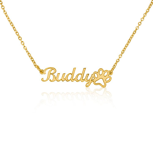 Custom Name Necklace With Paw Print | Fur Baby Gift