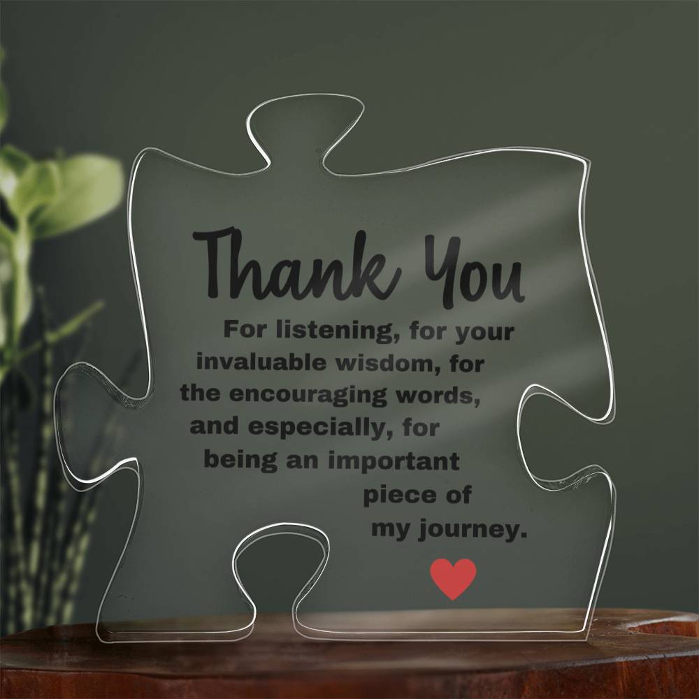 Thank You | Black Design Acrylic Puzzle Plaque