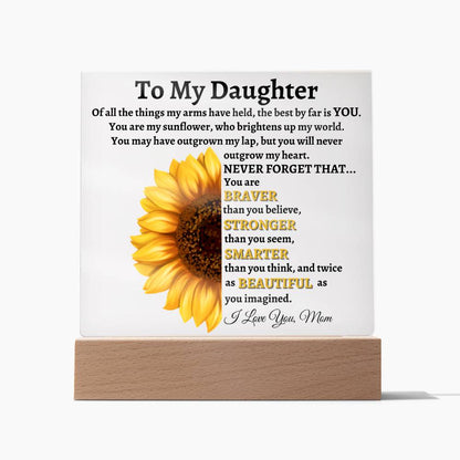 To My Daughter, From Mom | Sunflower Acrylic LED Lamp