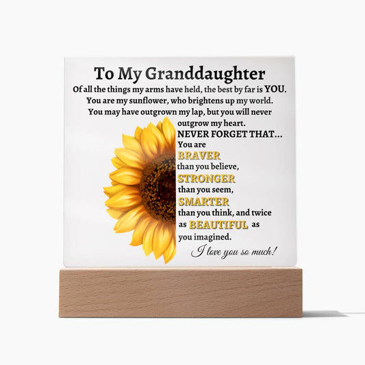 To My Granddaughter | Sunflower (Square LED Lamp)