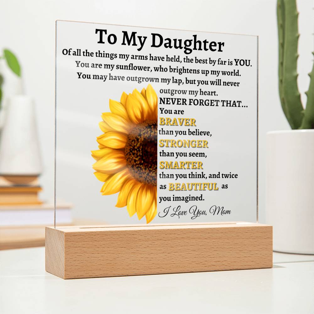 To My Daughter, From Mom | Sunflower Acrylic LED Lamp